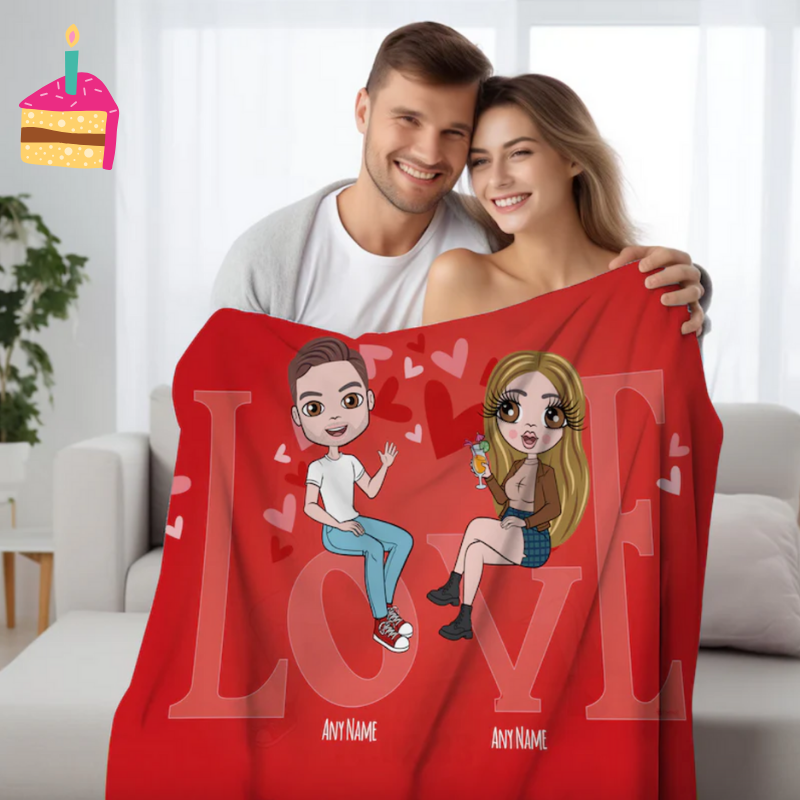 Multi Character Couples Love Fleece Blanket