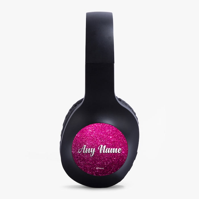 ClaireaBella Girls Pink Glitter Effect Personalised Wireless Headphones