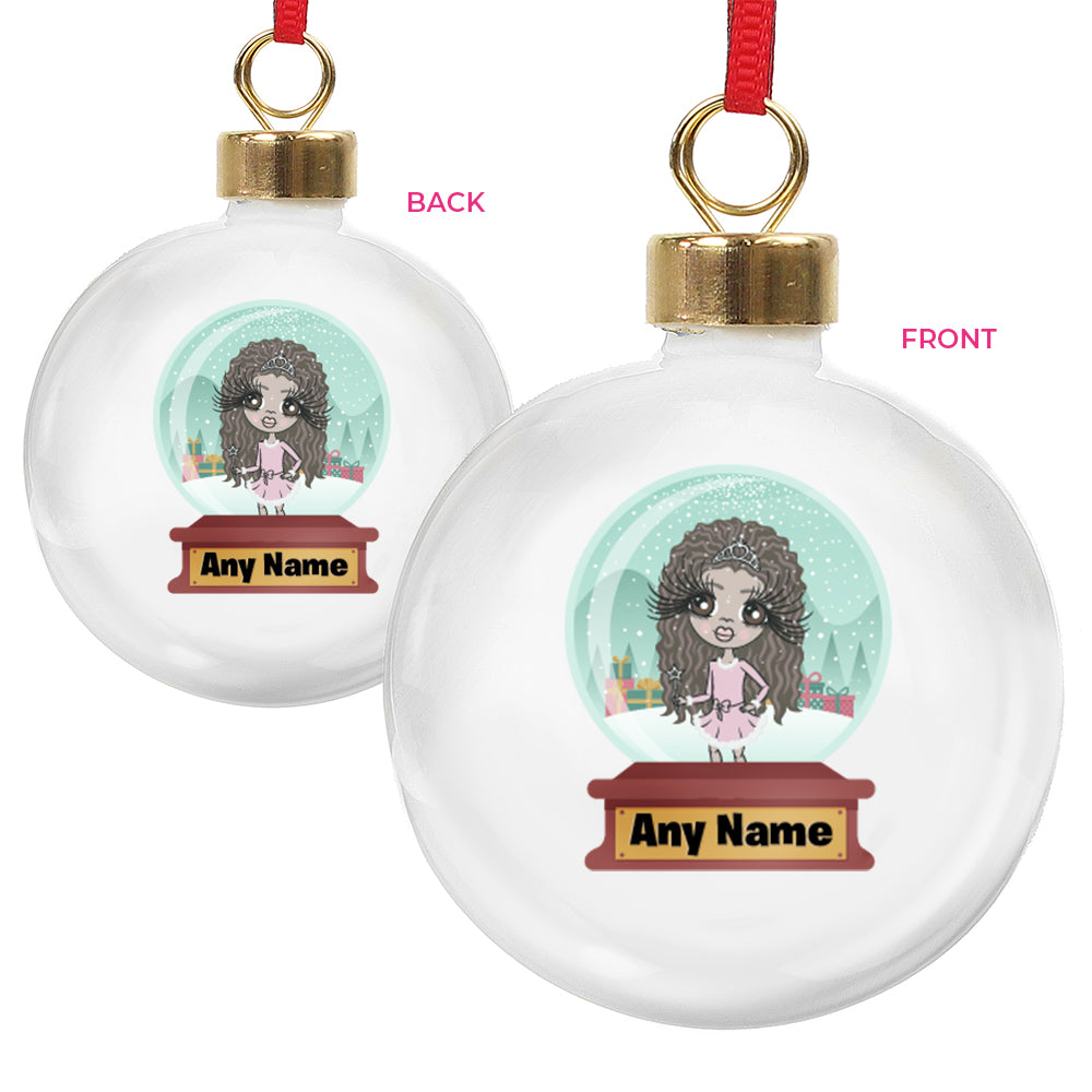 ClaireaBella Girls Snow Globe Personalised Shatterproof Bauble