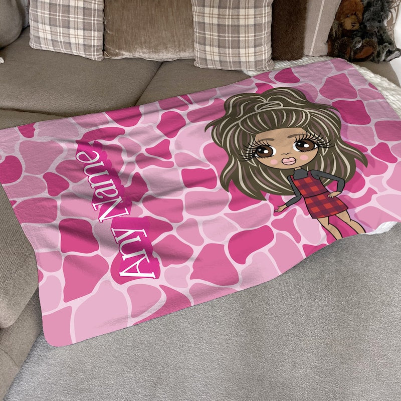 ClaireaBella Girls Personalised Pink Stone Wall Fleece Blanket