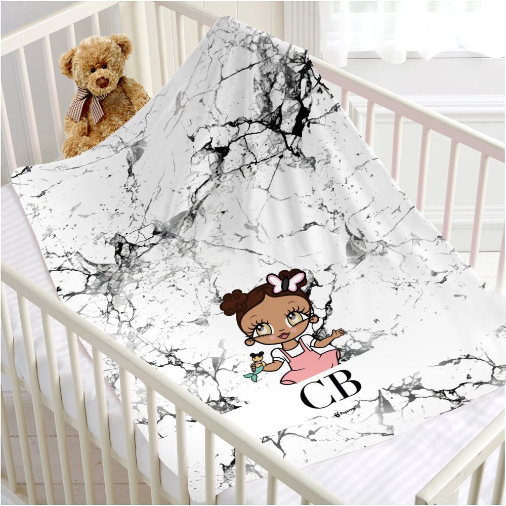 Early Years Lux Collection Black and White Marble Fleece Blanket