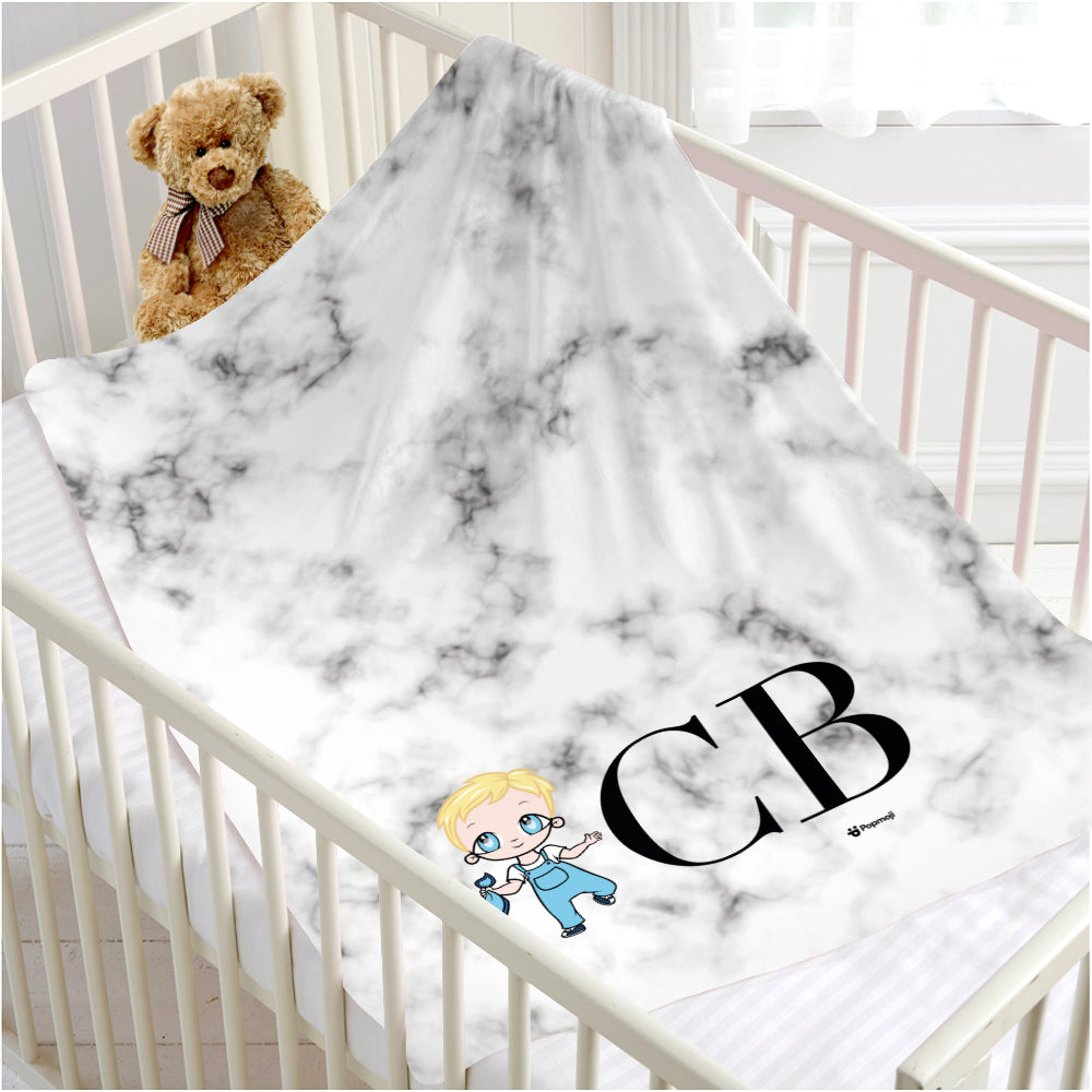 Early Years Lux Collection White Marble Fleece Blanket