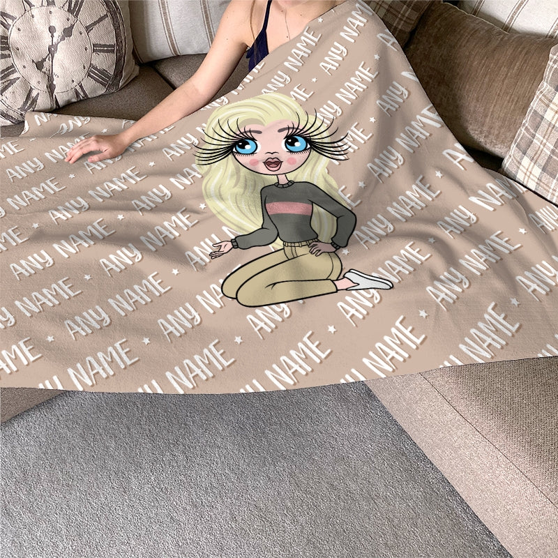 ClaireaBella Personalised Nude Typography Fleece Blanket - Image 1