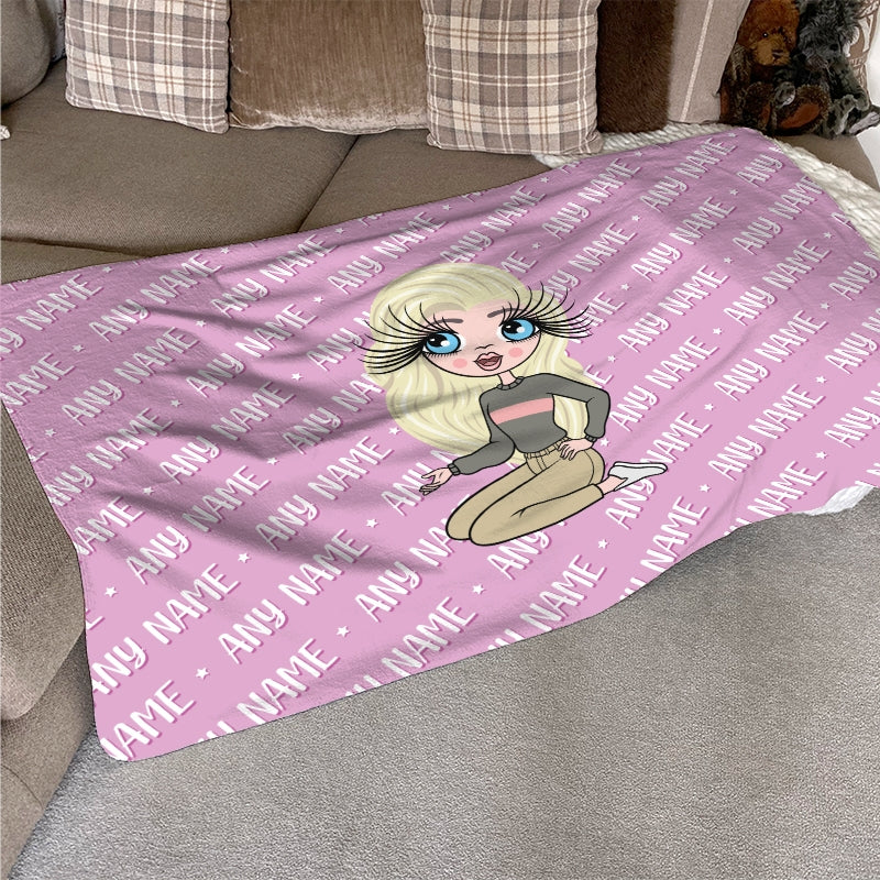 ClaireaBella Personalised Pink Typography Fleece Blanket - Image 1