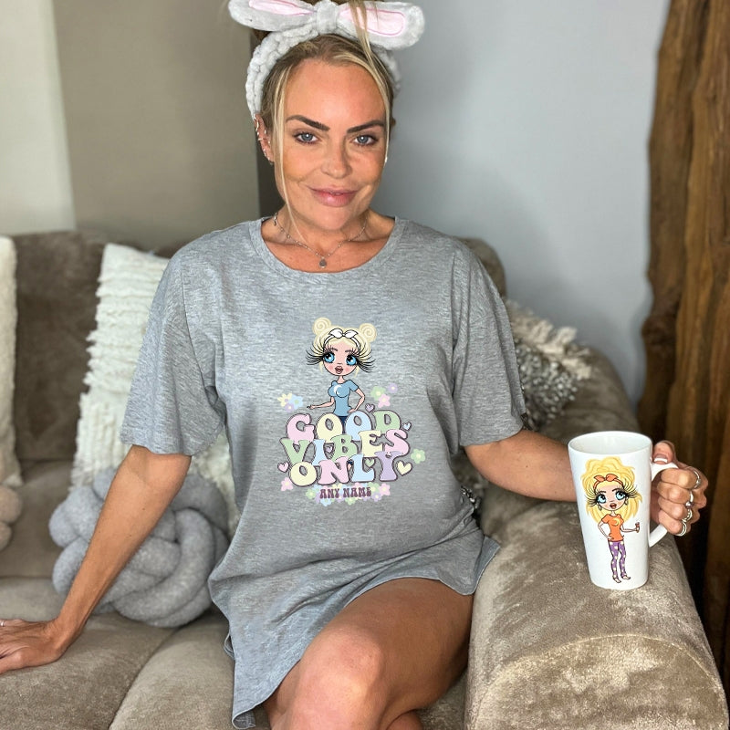 ClaireaBella Personalised Good Vibes Only Sleep Tee - Image 1