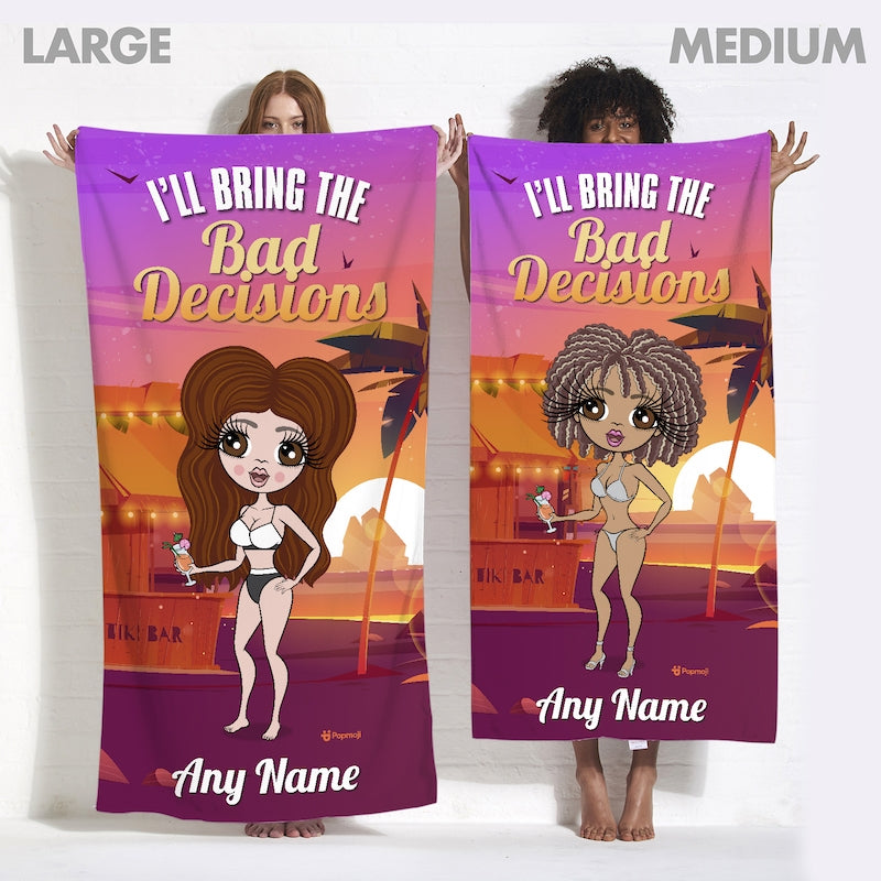 ClaireaBella Personalised Girls Trip The Bad Decisions Beach Towel - Image 6