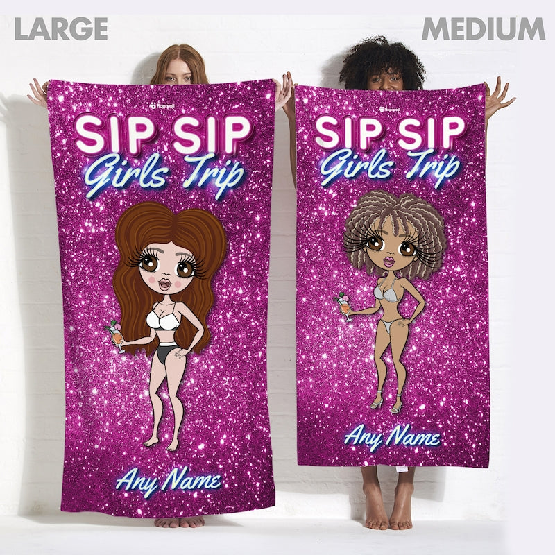 ClaireaBella Personalised Sip Sip Girls Trip Beach Towel - Image 5