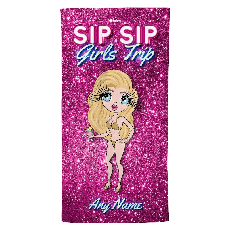 ClaireaBella Personalised Sip Sip Girls Trip Beach Towel - Image 6