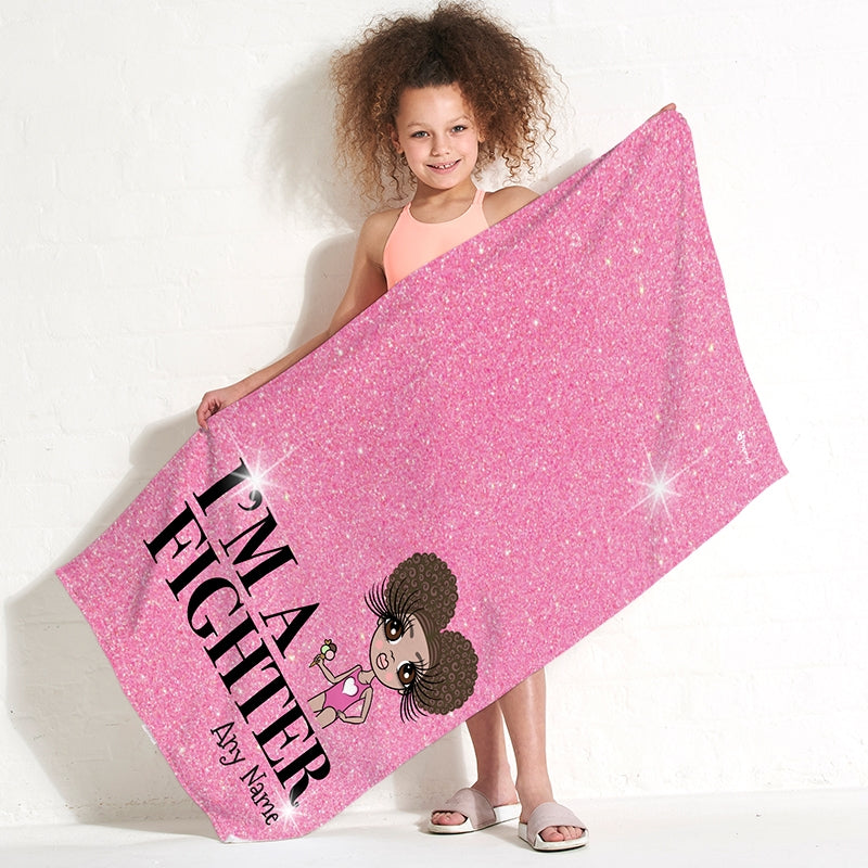 ClaireaBella Girls Personalised I'm A Fighter Beach Towel - Image 4