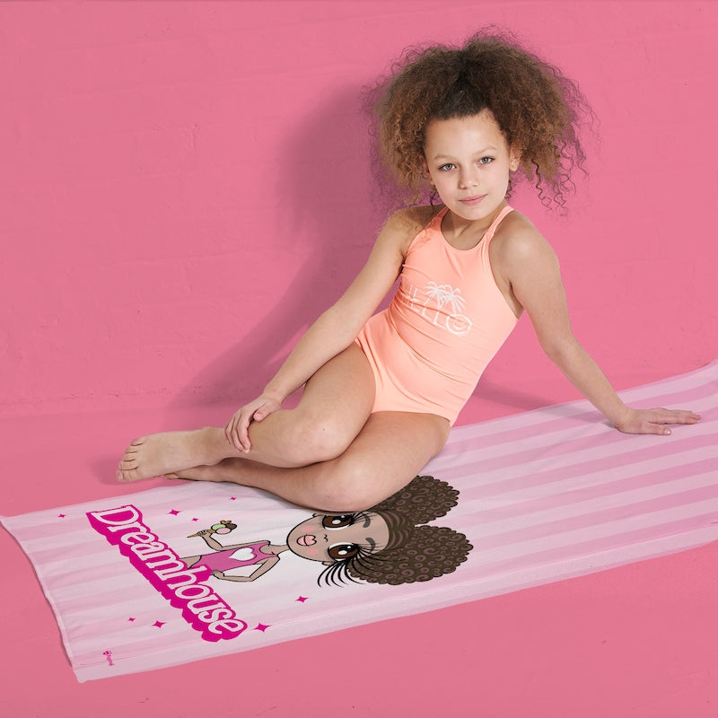 ClaireaBella Girls Personalised Pink Slogan Beach Towel - Image 4
