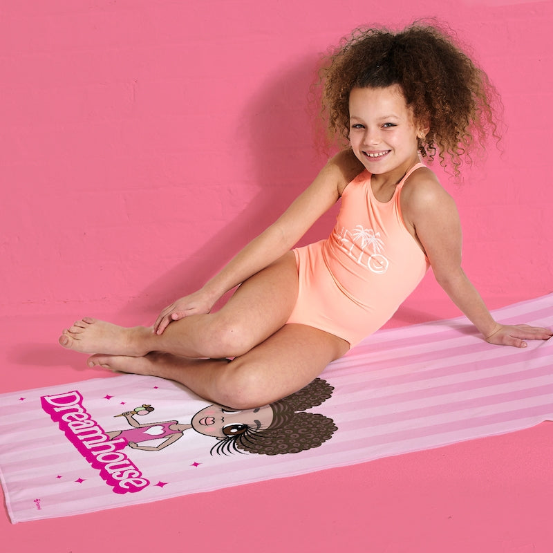 ClaireaBella Girls Personalised Pink Slogan Beach Towel - Image 3
