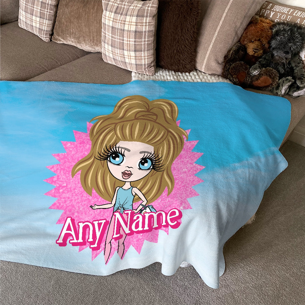 ClaireaBella Girls Personalised Pink Star Burst Fleece Blanket Toxic Fox