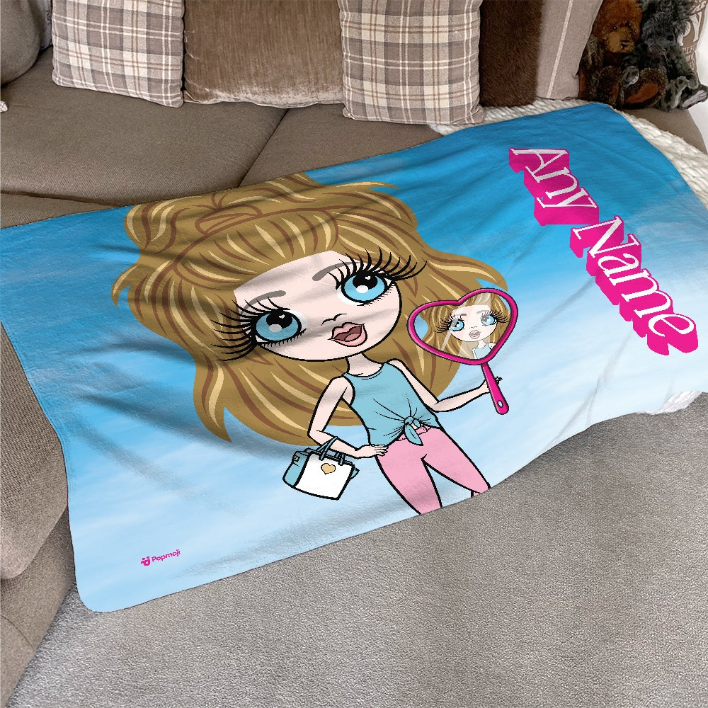 ClaireaBella Girls Personalised Pink Poser Fleece Blanket - Image 1