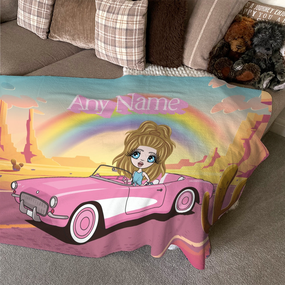ClaireaBella Girls Personalised Pink Car Fleece Blanket - Image 4