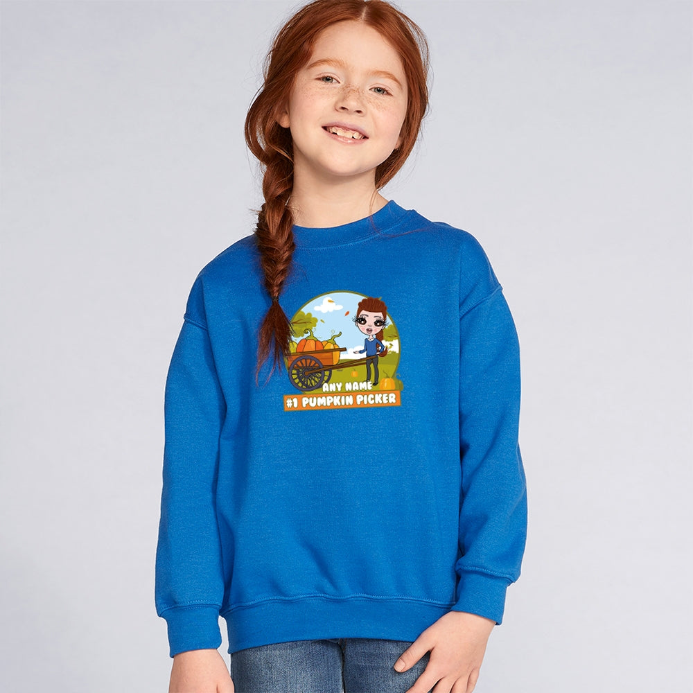 ClaireaBella Girls Personalised #1 Pumpkin Picker Sweatshirt - Image 3