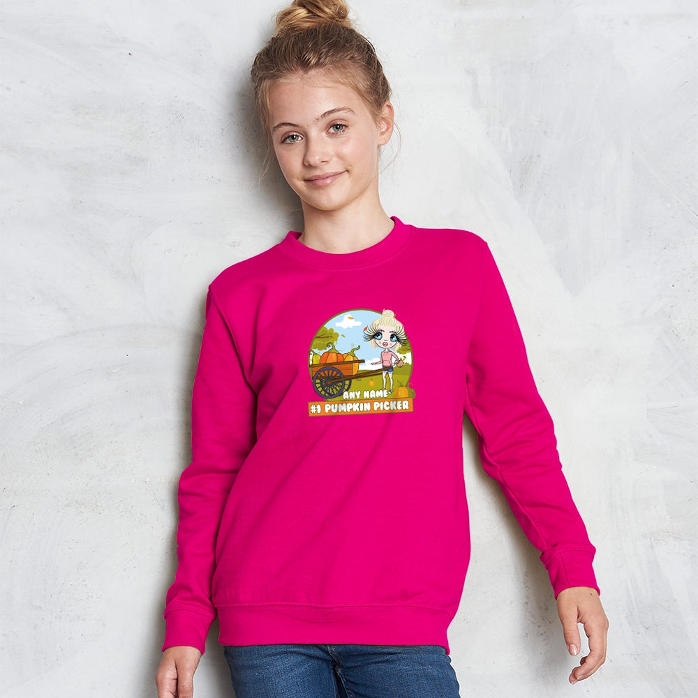 ClaireaBella Girls Personalised #1 Pumpkin Picker Sweatshirt - Image 2