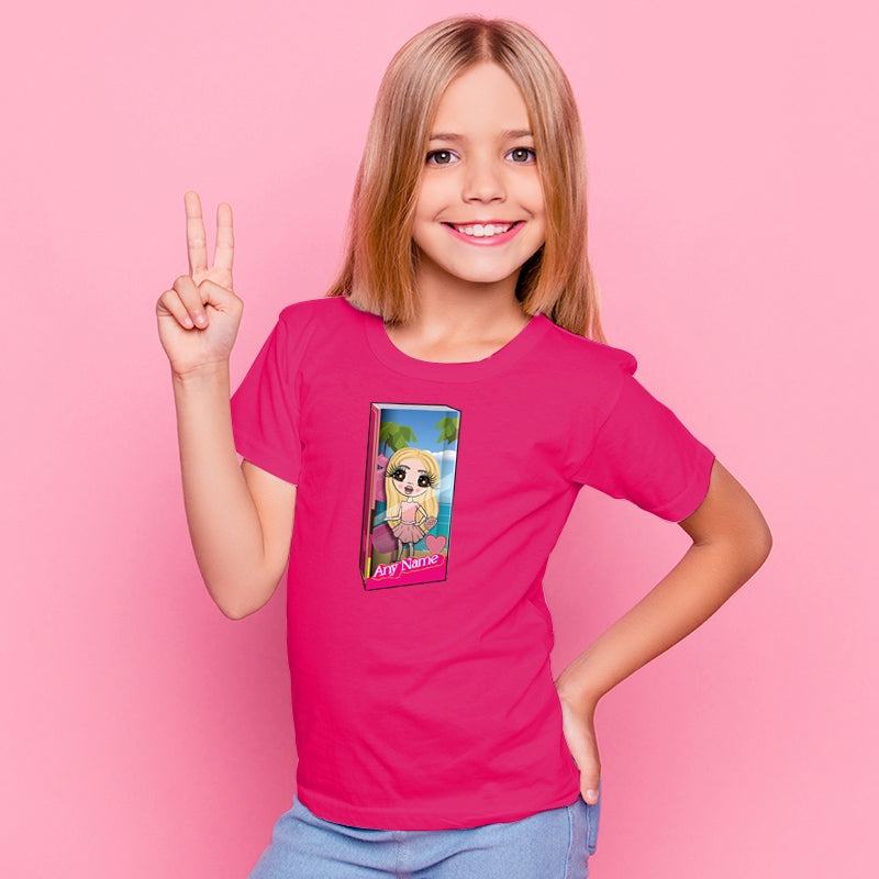ClaireaBella Girls Pink Doll Personalised T-Shirt - Image 3