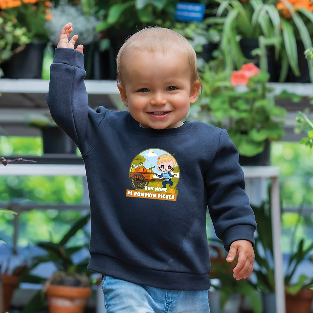 Early Years Boys Personalised #1 Pumpkin Picker Sweatshirt - Image 3