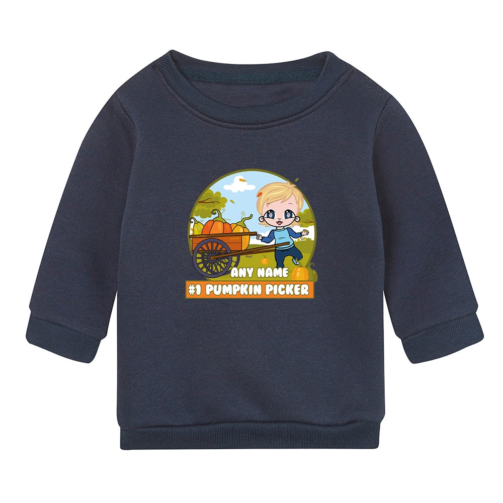Early Years Boys Personalised #1 Pumpkin Picker Sweatshirt - Image 2
