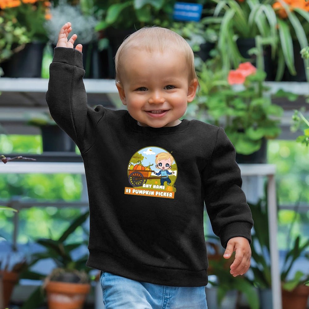 Early Years Boys Personalised #1 Pumpkin Picker Sweatshirt - Image 1
