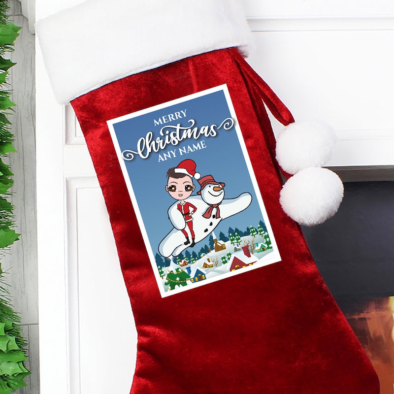 Jnr Boys Personalised Flying Snowman Christmas Stocking - Image 5