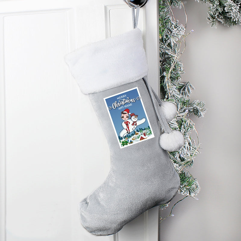 Jnr Boys Personalised Flying Snowman Christmas Stocking - Image 7