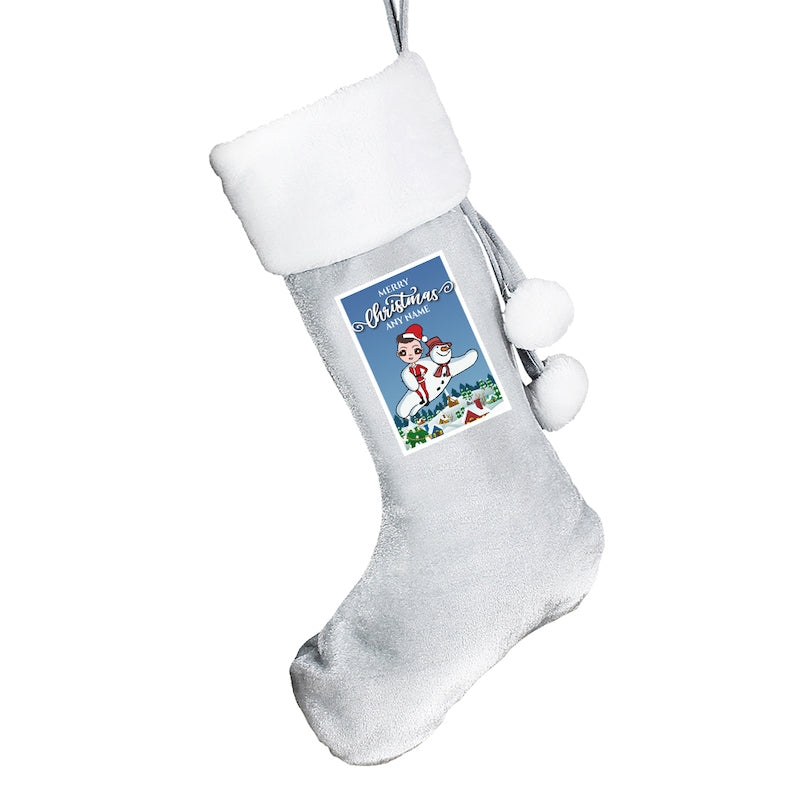 Jnr Boys Personalised Flying Snowman Christmas Stocking - Image 4