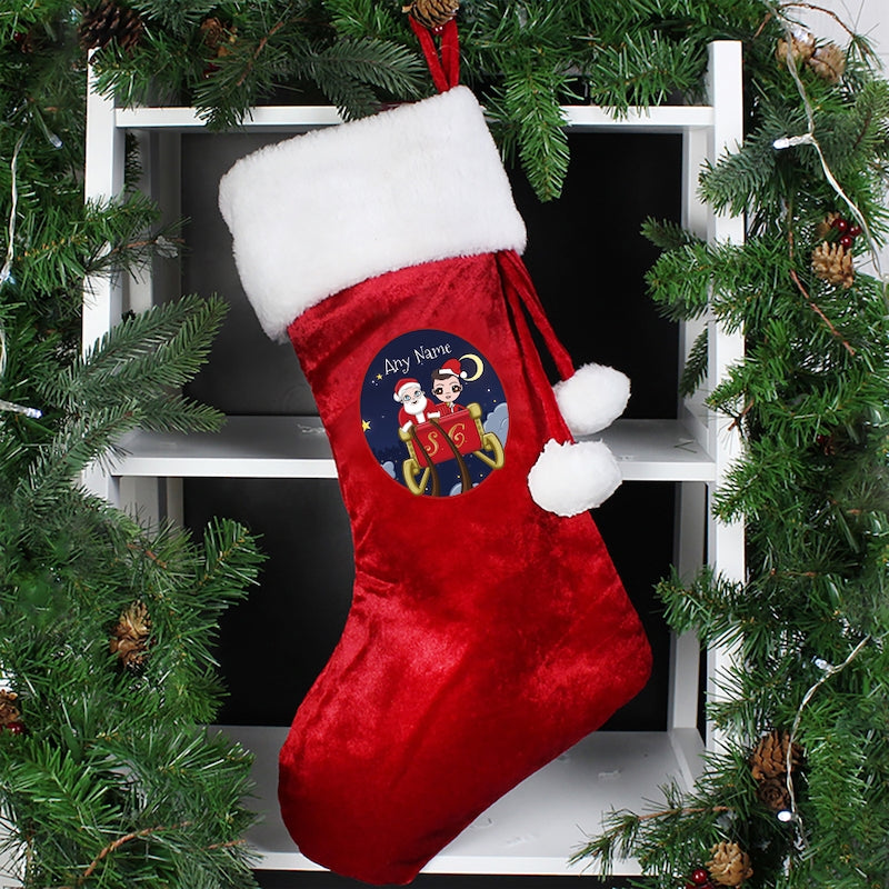 Jnr Boys Personalised Santa's Sleigh Christmas Stocking - Image 1