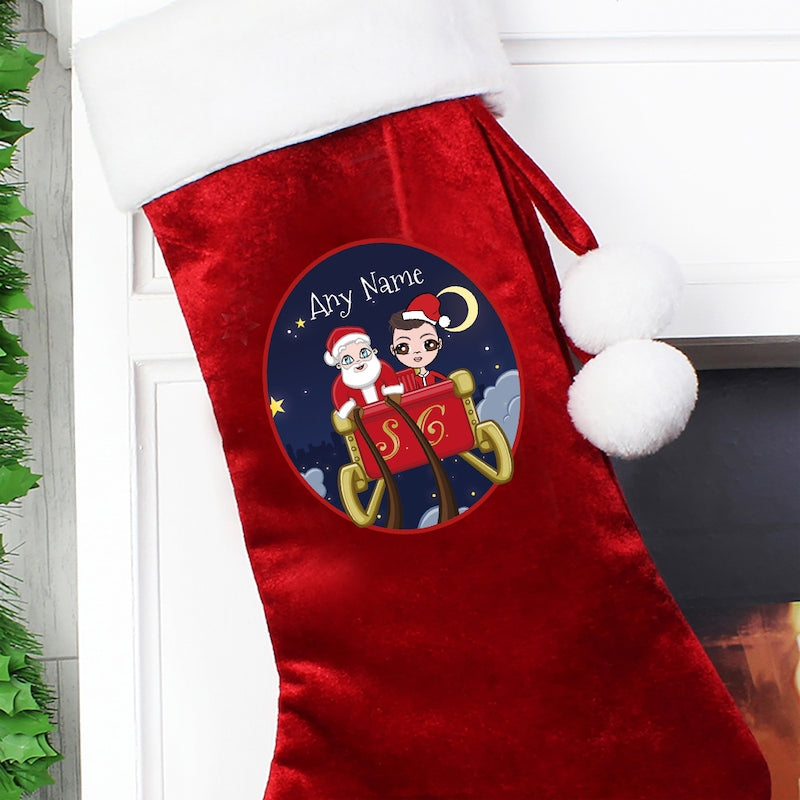Jnr Boys Personalised Santa's Sleigh Christmas Stocking - Image 2