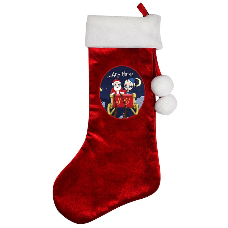 Jnr Boys Personalised Santa's Sleigh Christmas Stocking - Image 3
