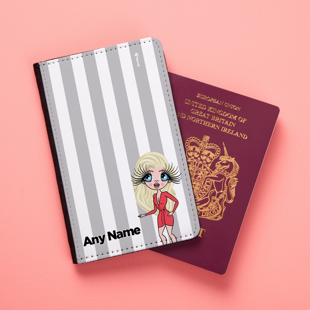 ClaireaBella Personalised Grey Stripe Passport Cover