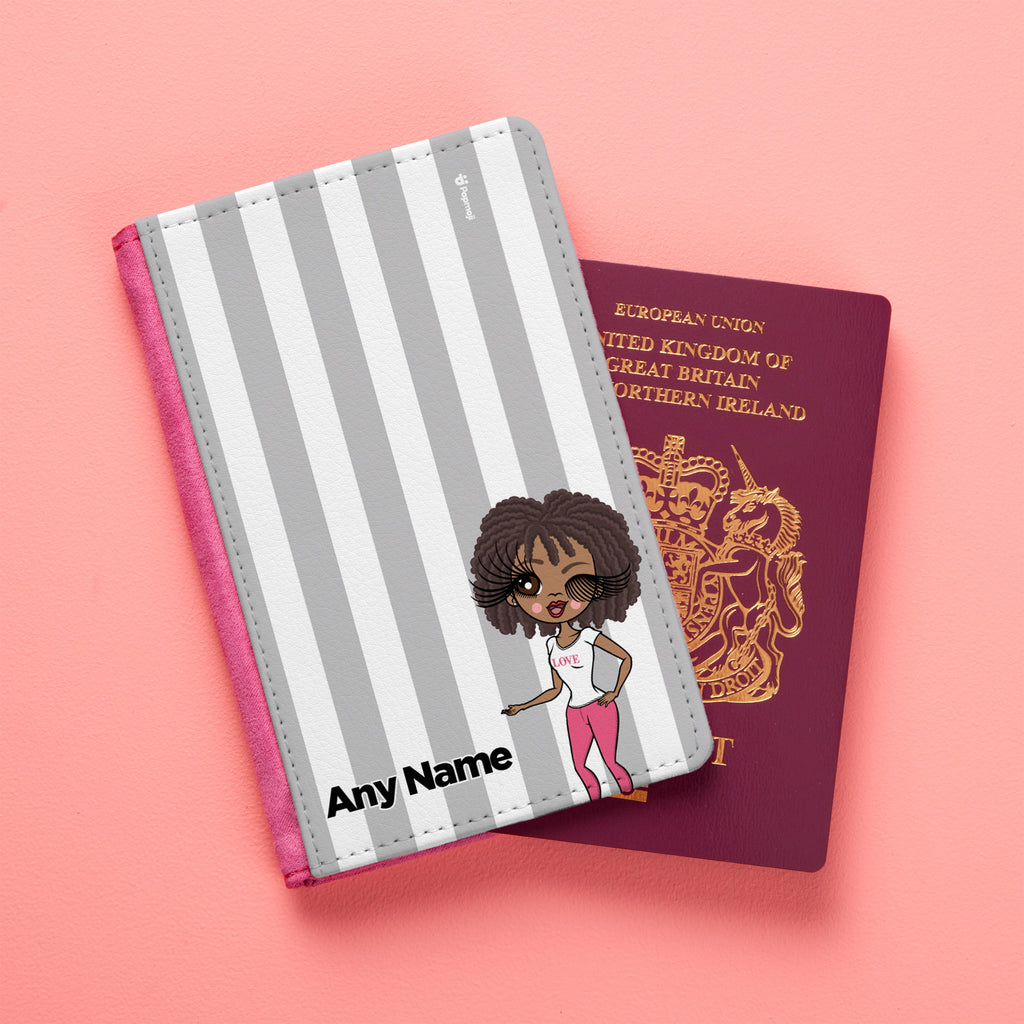 ClaireaBella Personalised Grey Stripe Passport Cover
