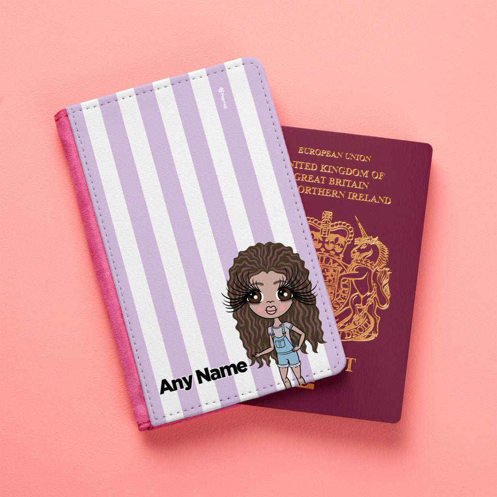 ClaireaBella Girls Personalised Lilac Stripe Passport Cover