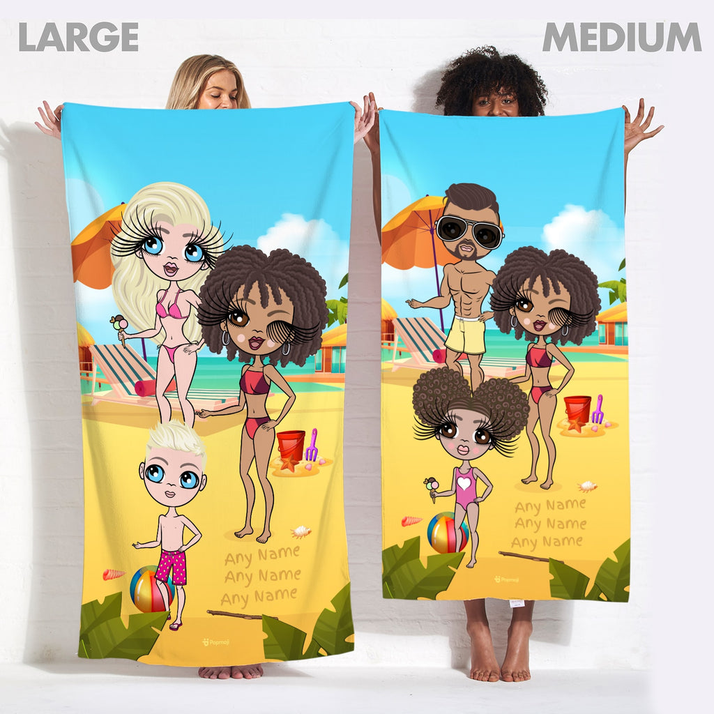 Multi Character Family Vacation Beach Towel