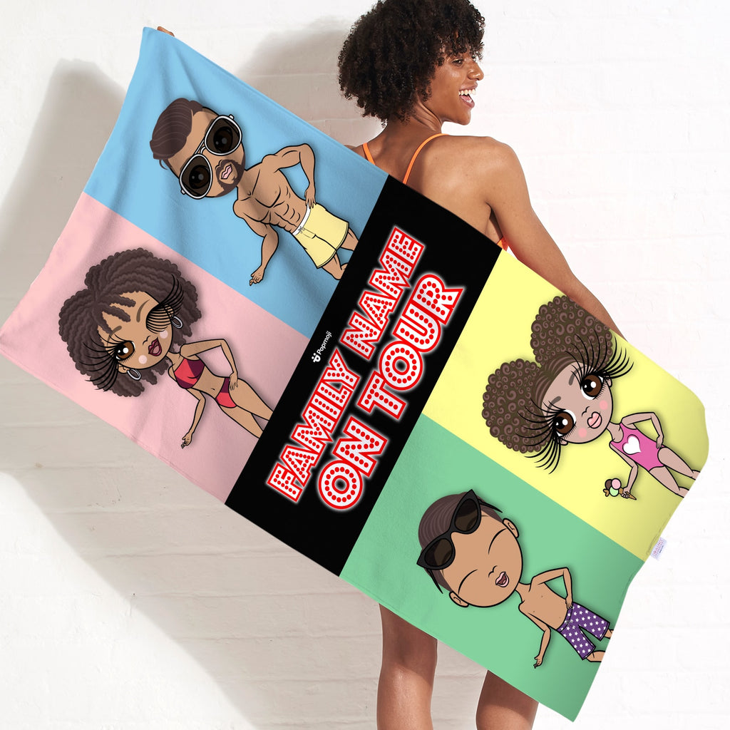 Multi Character Family Of 4 Beach Towel