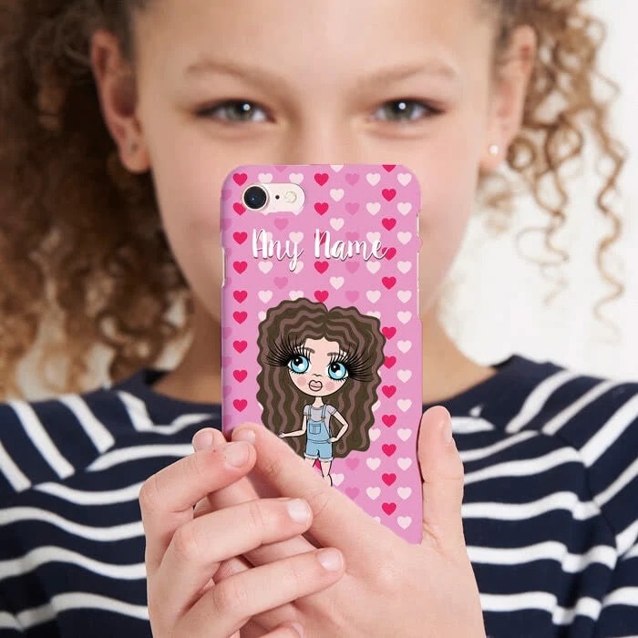 ClaireaBella Girls Personalised Hearts Phone Case