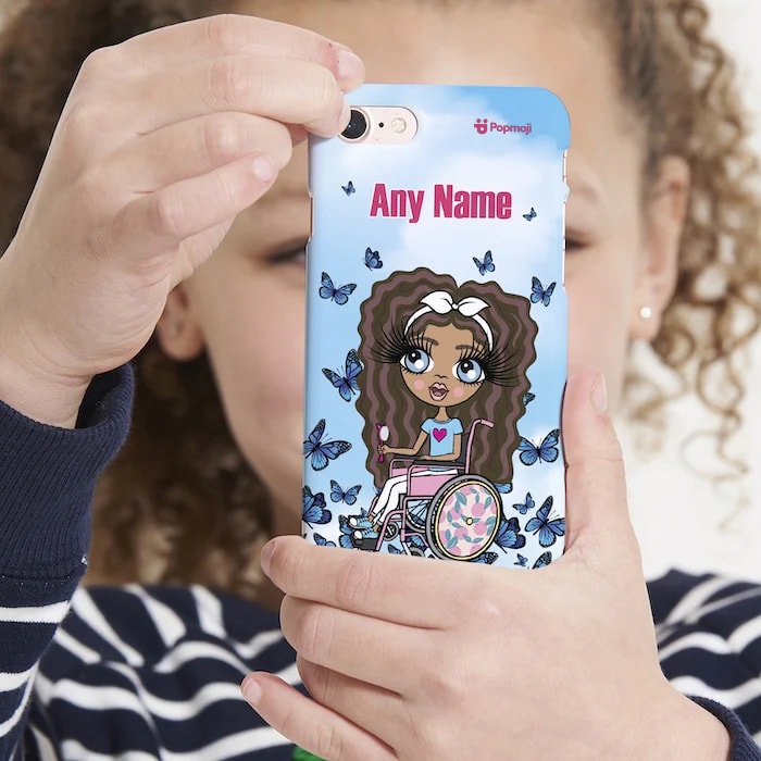 ClaireaBella Girls Wheelchair Personalised Butterfly Phone Case