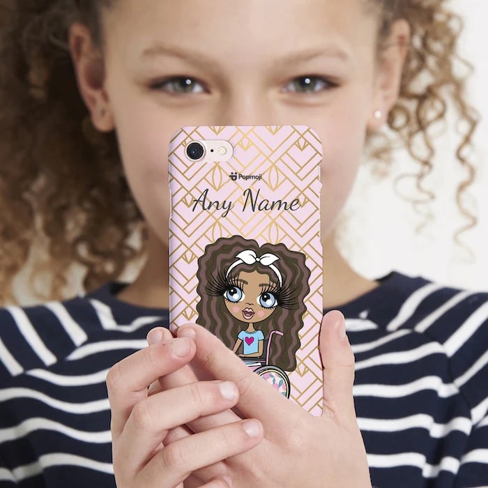 ClaireaBella Girls Wheelchair Personalised Gold Geo Print Phone Case