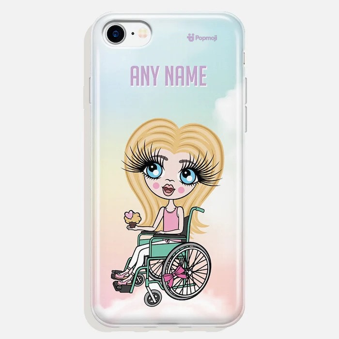 ClaireaBella Girls Wheelchair Personalised Unicorn Colours Phone Case