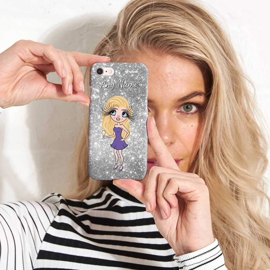 ClaireaBella Personalised Glitter Effect Phone Case - Silver
