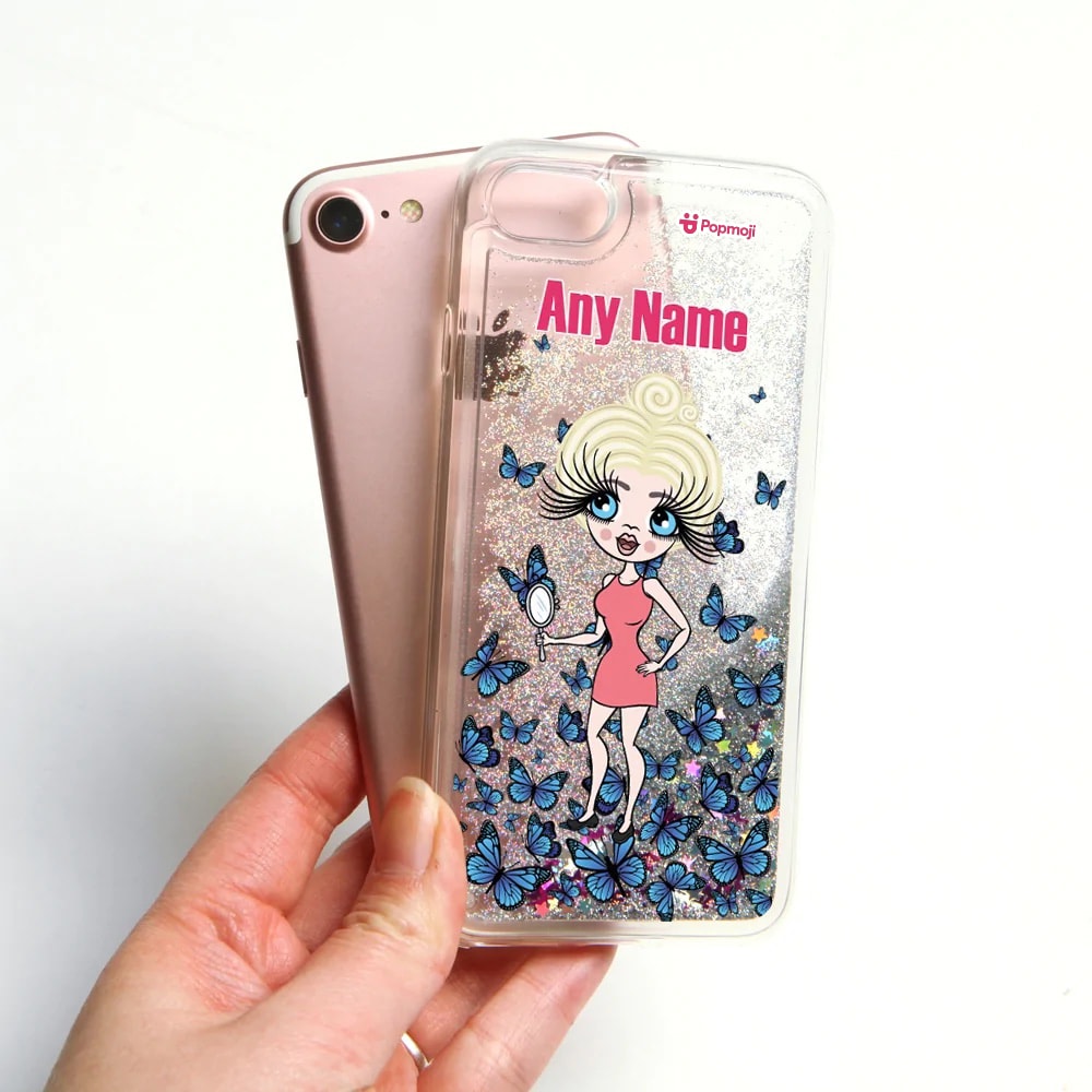 ClaireaBella Butterfly Liquid Glitter Phone Case - Silver