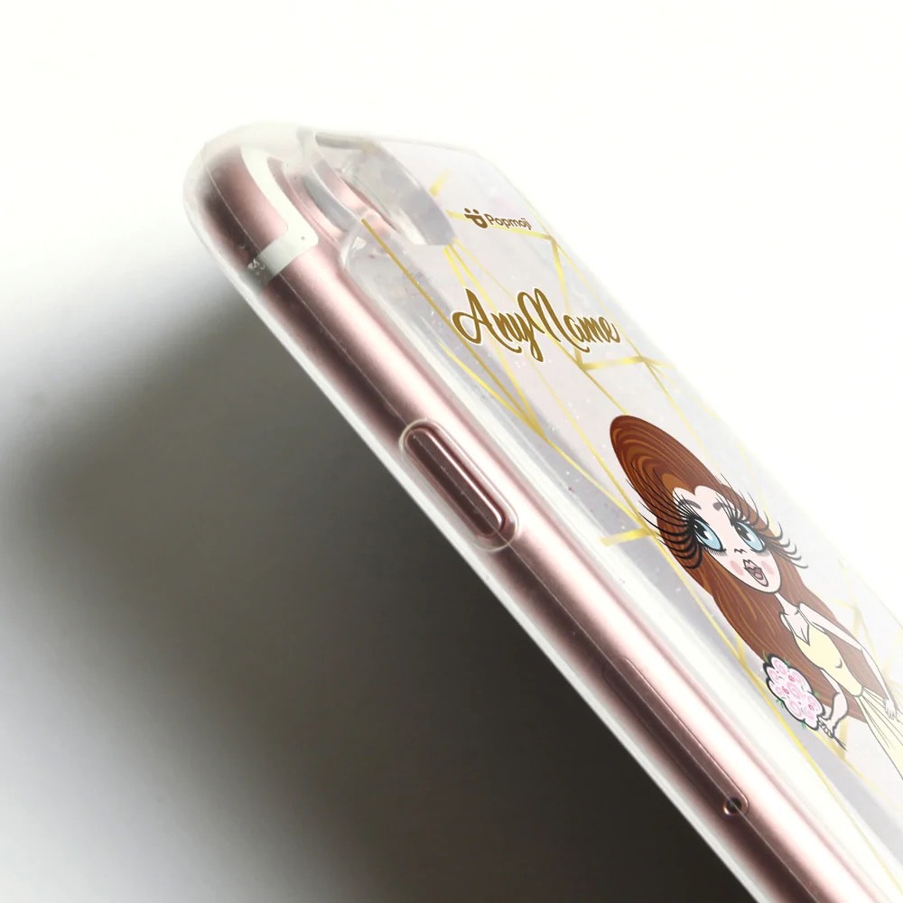 ClaireaBella Geo Print Liquid Glitter Phone Case - Silver