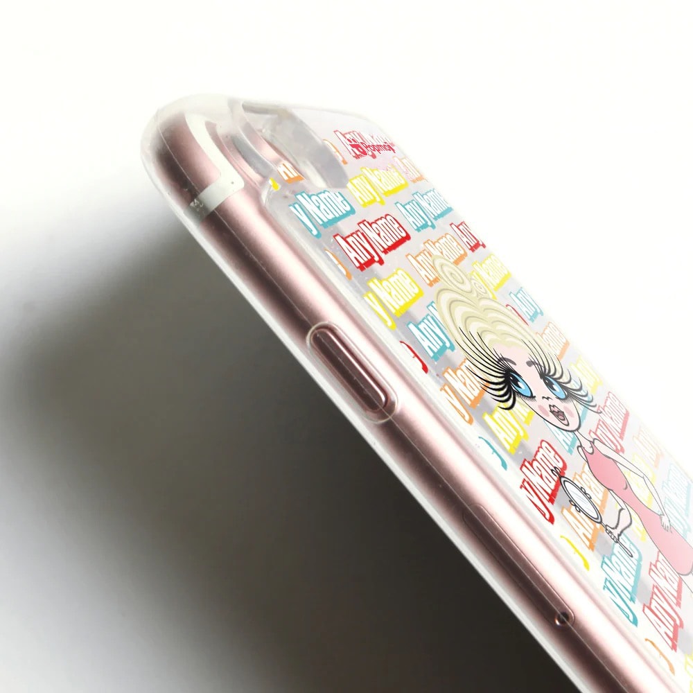 ClaireaBella Name Print Liquid Glitter Phone Case - Silver