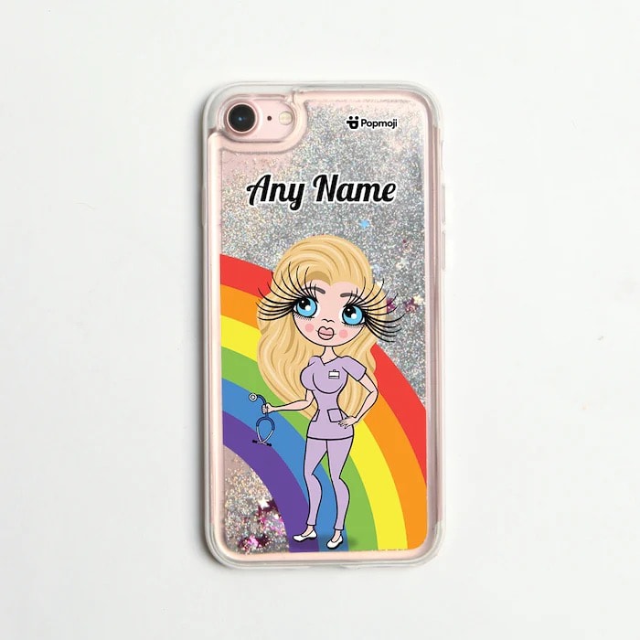 ClaireaBella Rainbow Liquid Glitter Phone Case - Silver