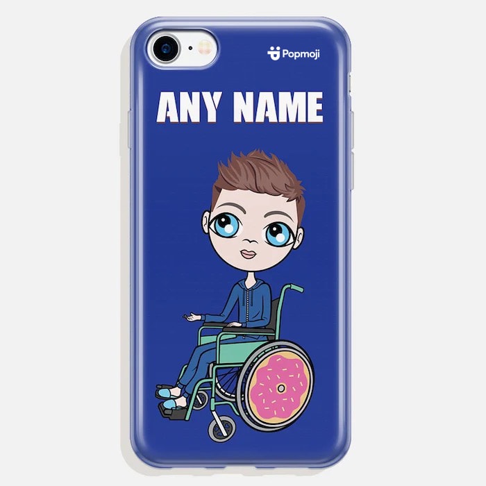 Jnr Boys Wheelchair Personalised Blue Phone Case