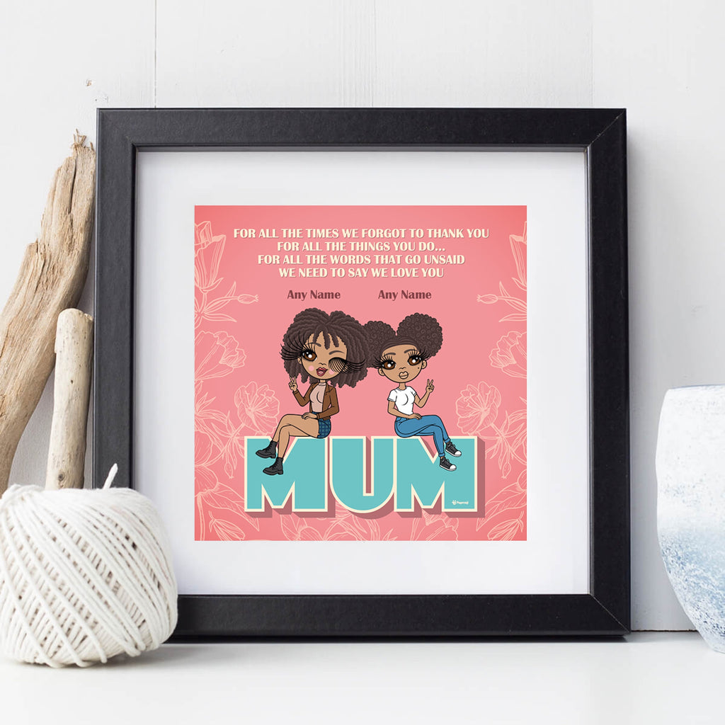 Multi Character Love You Mum and Daughter Personalised Framed Print - Image 1
