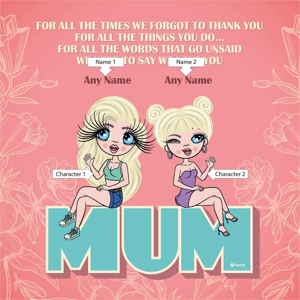 Multi Character Love You Mum and Daughter Personalised Framed Print - Image 2
