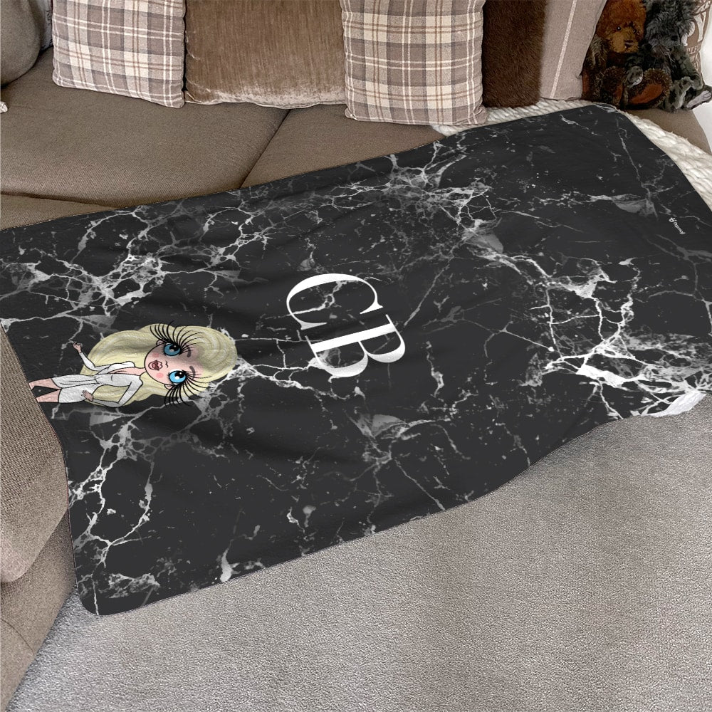 ClaireaBella Lux Collection Black Marble Fleece Blanket