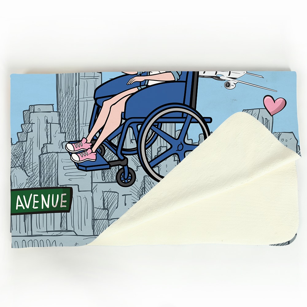 ClaireaBella Love NY Wheelchair Fleece Blanket Toxic Fox