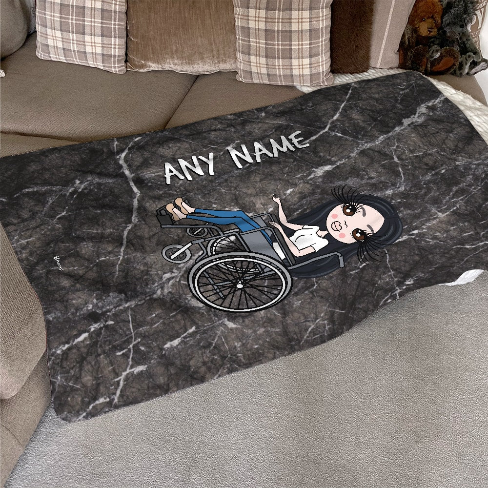 ClaireaBella Wheelchair Portrait Marble Fleece Blanket Toxic Fox